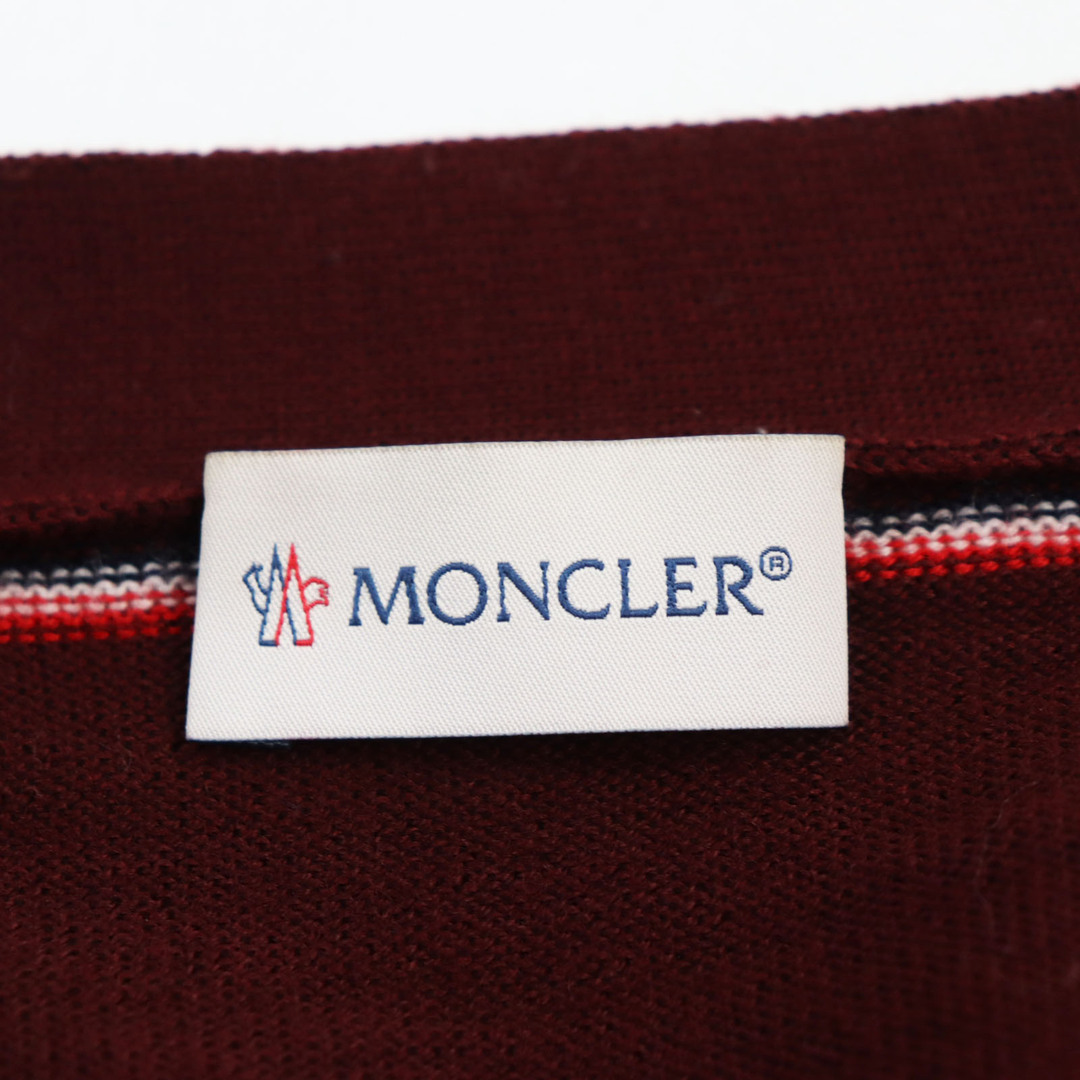 MONCLER(モンクレール)の極美品●MONCLER モンクレール 2018年製 MAGLIONE ロゴワッペン付き トリコロール ニットカーディガン ボルドー L 正規品 メンズ メンズのトップス(カーディガン)の商品写真