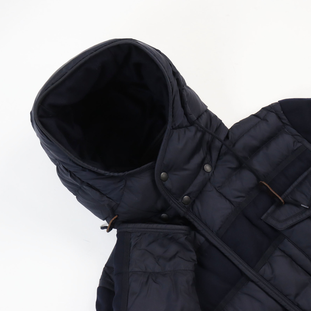 MONCLER(モンクレール)の美品●MONCLER モンクレール 18-19AW RYAN ウール切り替え レザーロゴパッチ付き フーデッドダウンジャケット ネイビー 2 正規品 メンズ メンズのジャケット/アウター(ダウンジャケット)の商品写真