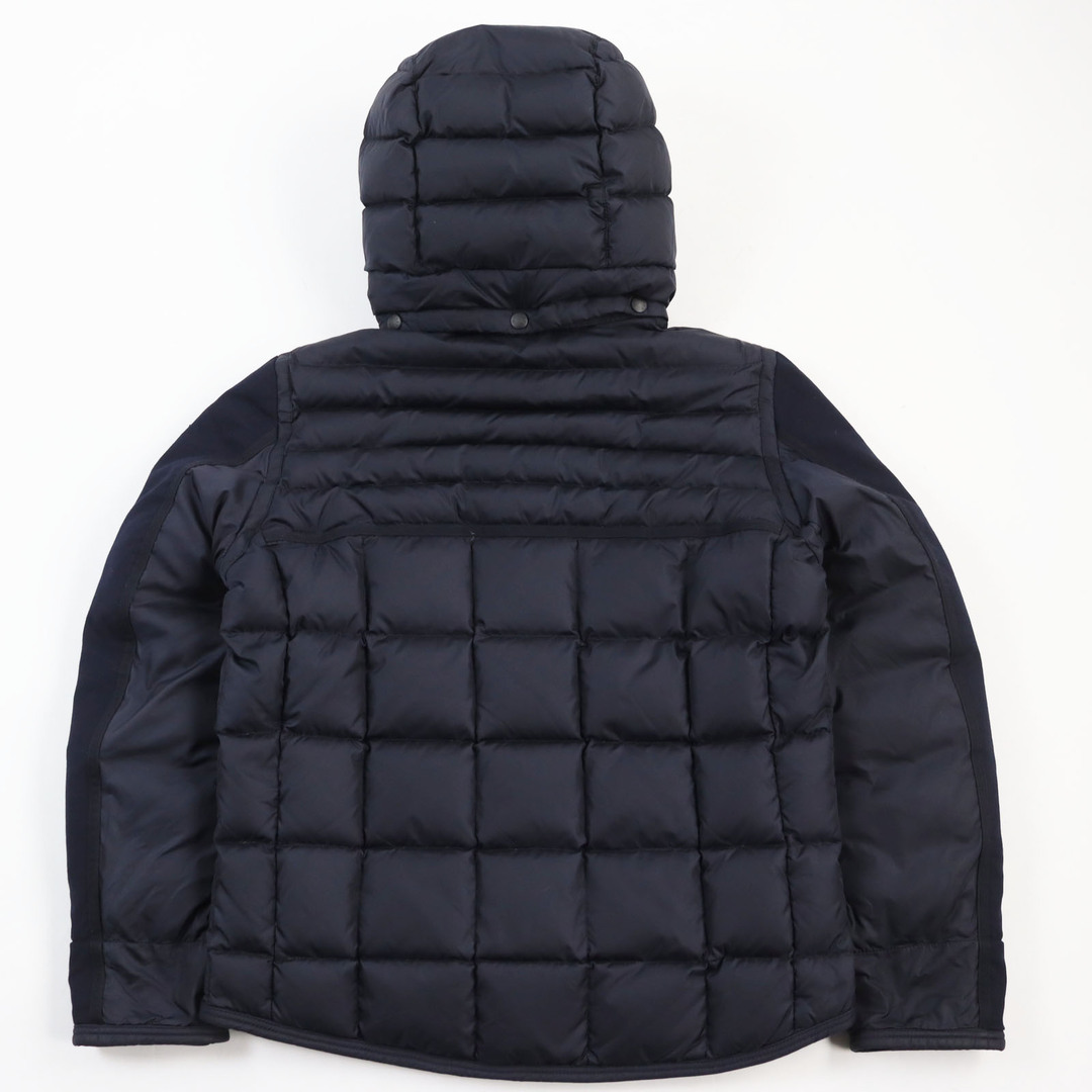 MONCLER(モンクレール)の美品●MONCLER モンクレール 18-19AW RYAN ウール切り替え レザーロゴパッチ付き フーデッドダウンジャケット ネイビー 2 正規品 メンズ メンズのジャケット/アウター(ダウンジャケット)の商品写真