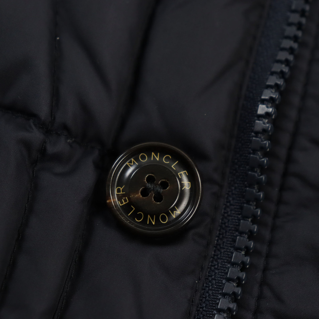 MONCLER(モンクレール)の美品●MONCLER モンクレール 18-19AW RYAN ウール切り替え レザーロゴパッチ付き フーデッドダウンジャケット ネイビー 2 正規品 メンズ メンズのジャケット/アウター(ダウンジャケット)の商品写真