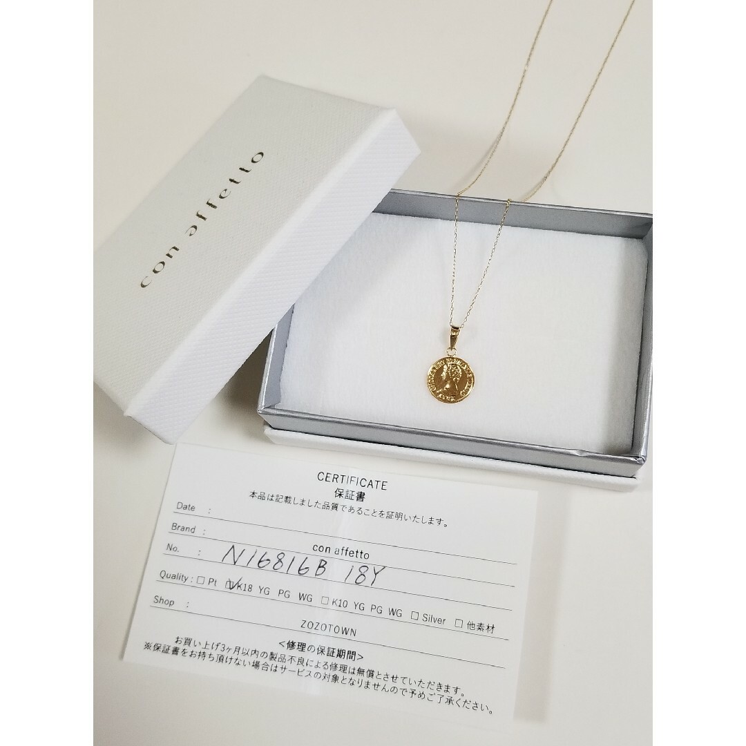 【未使用】con affetto(original)K18コインネックレス 【未使用】con affetto(original)K18コインネックレス