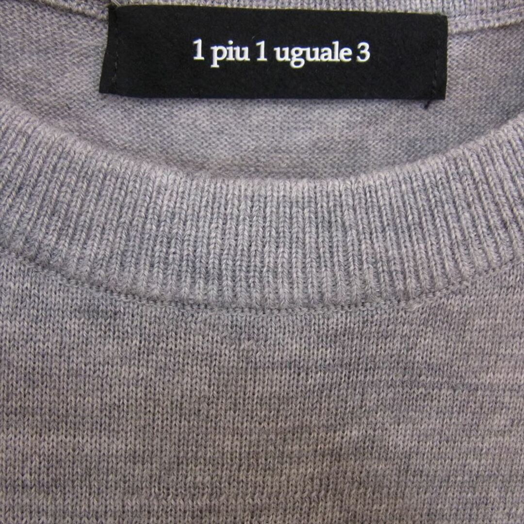 1piu1uguale3(ウノピゥウノウグァーレトレ)の1piu1uguale3 ウノピュウノウグァーレトレ MRK241 WOL134 CREW-NECK クルーネック 折り鶴ロゴ刺繍 ニット セーター グレー系 Ⅲ【中古】 メンズのトップス(ニット/セーター)の商品写真