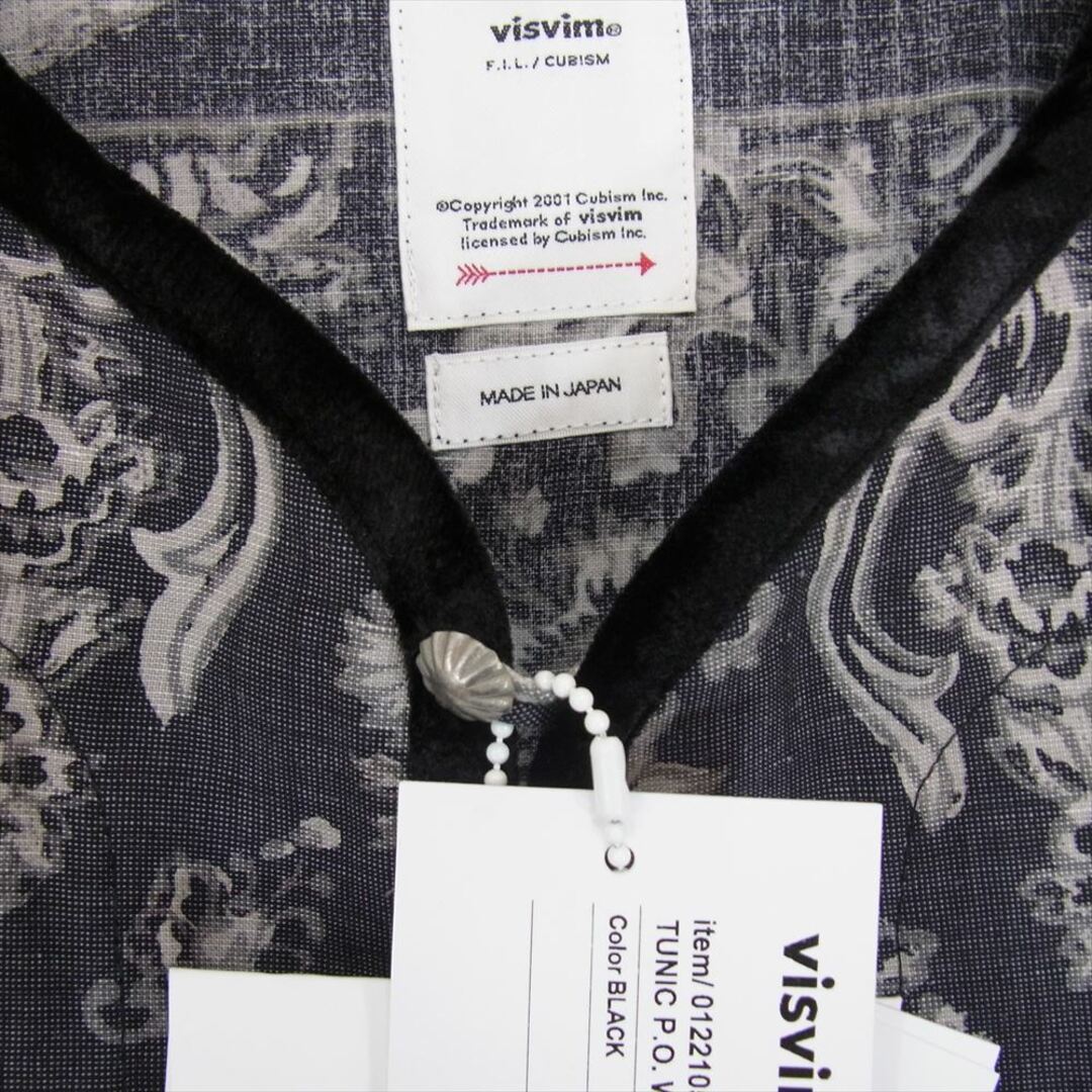 VISVIM(ヴィスヴィム)のVISVIM ビズビム 22SS 0122105011013 TUNIC P.O. WILDFLOWER P.W. チュニック プルオーバー 長袖 シャツ ブラック系 4【極上美品】【中古】 メンズのトップス(シャツ)の商品写真