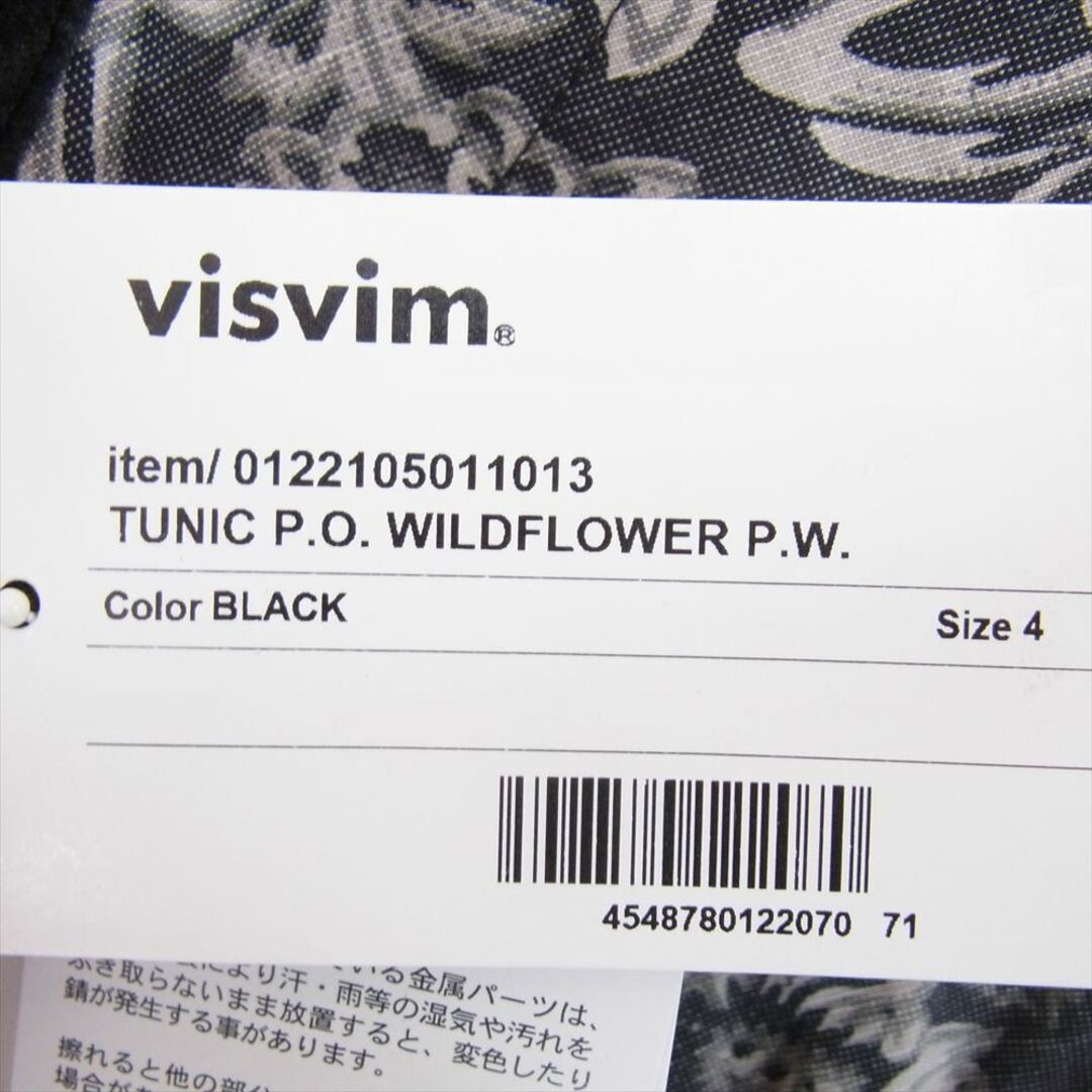 VISVIM(ヴィスヴィム)のVISVIM ビズビム 22SS 0122105011013 TUNIC P.O. WILDFLOWER P.W. チュニック プルオーバー 長袖 シャツ ブラック系 4【極上美品】【中古】 メンズのトップス(シャツ)の商品写真