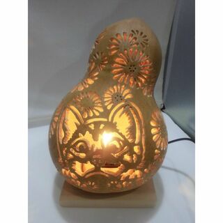 ひょうたんランプ　猫とお花(フロアスタンド)