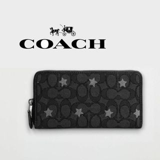 コーチ(COACH)のCOACH 長財布 本革 シグネチャー ジャカード スター刺繍 アコーディオン(長財布)