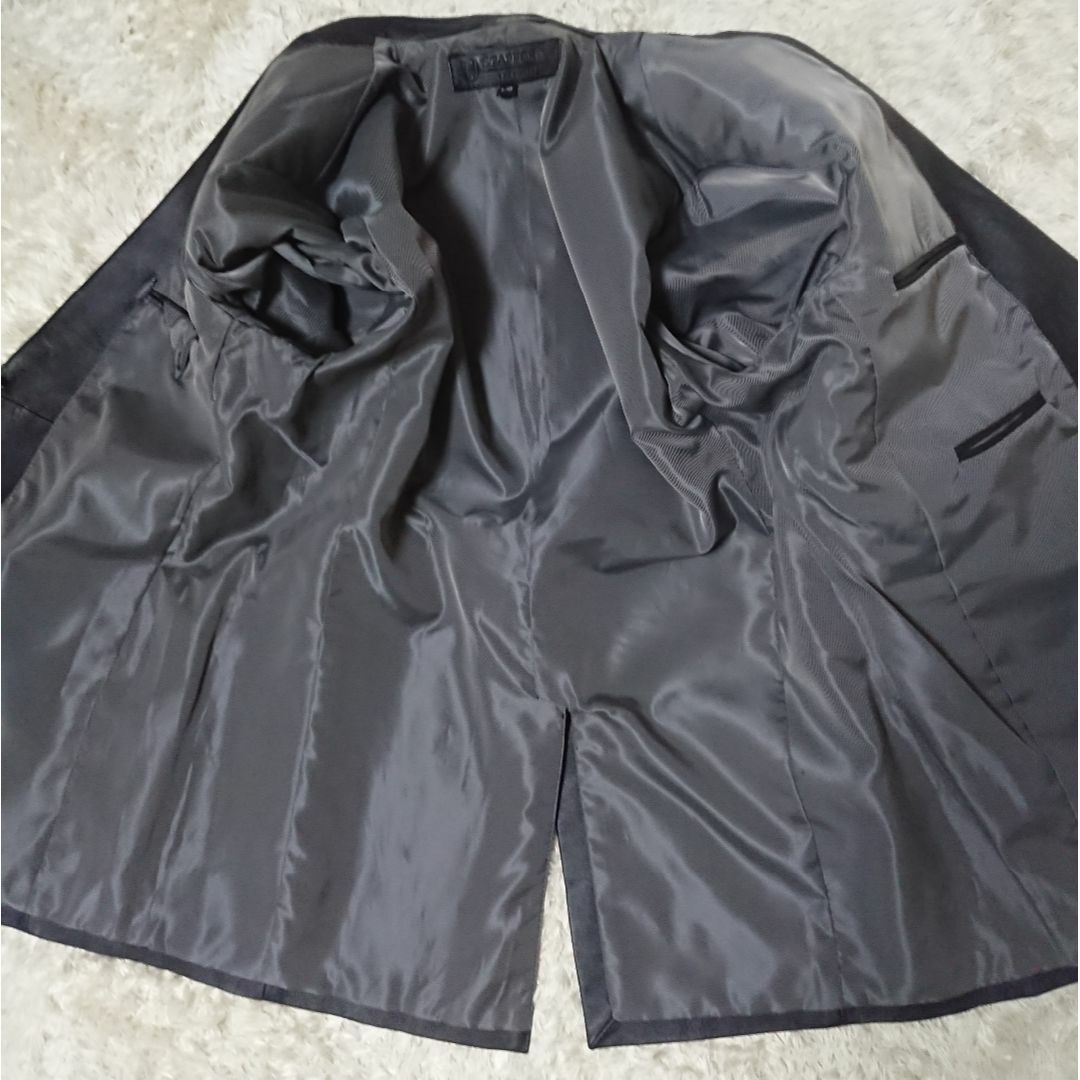 レザー テーラードジャケット　本革　無地 黒 L ２つボタン メンズのジャケット/アウター(テーラードジャケット)の商品写真