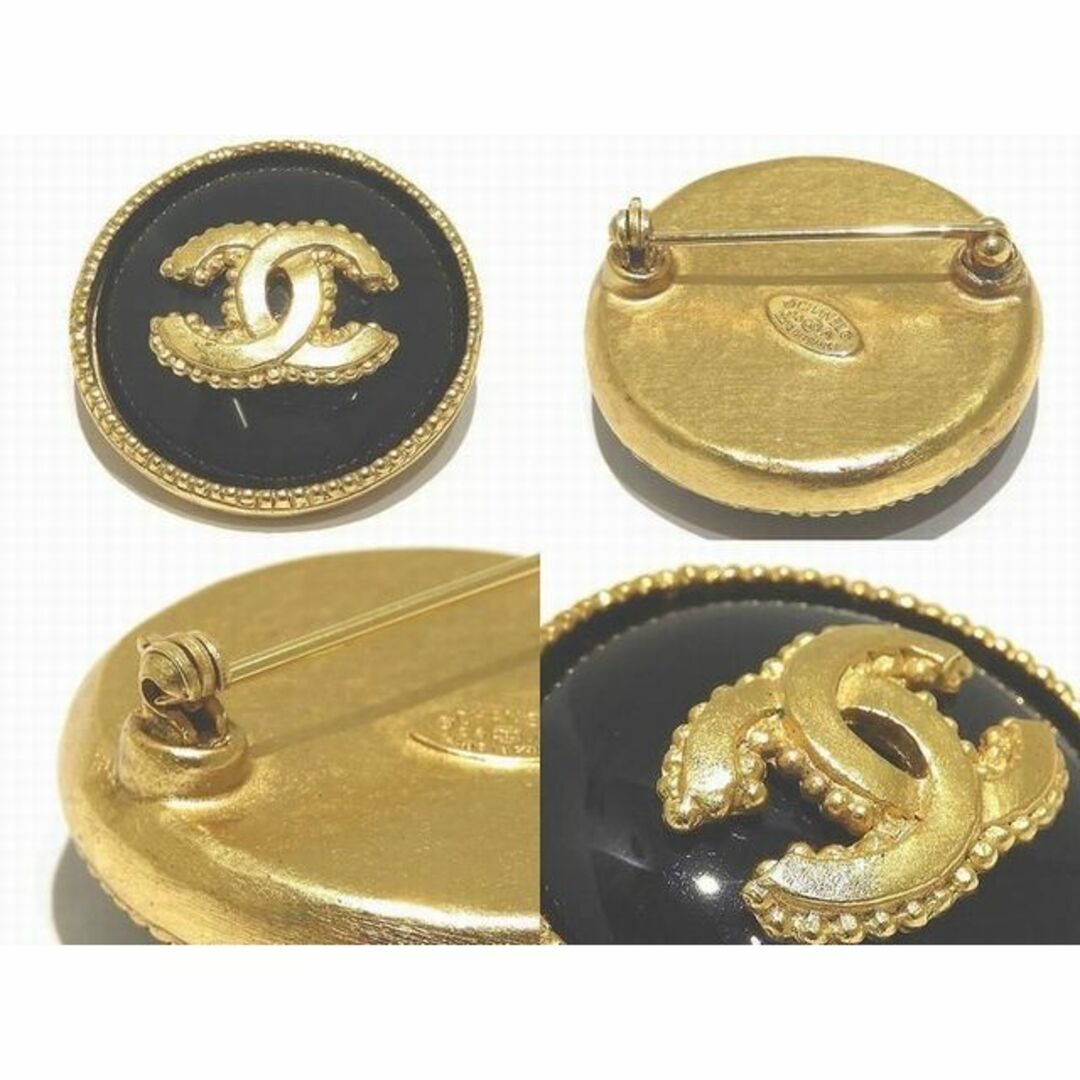 CHANEL(シャネル)の美品 96A CHANEL シャネル ラウンド型 ブローチ ココマーク ☆ ゴールドカラー × ブラック A07235Y02235 レディース ▼ シト000/6C  レディースのアクセサリー(ブローチ/コサージュ)の商品写真