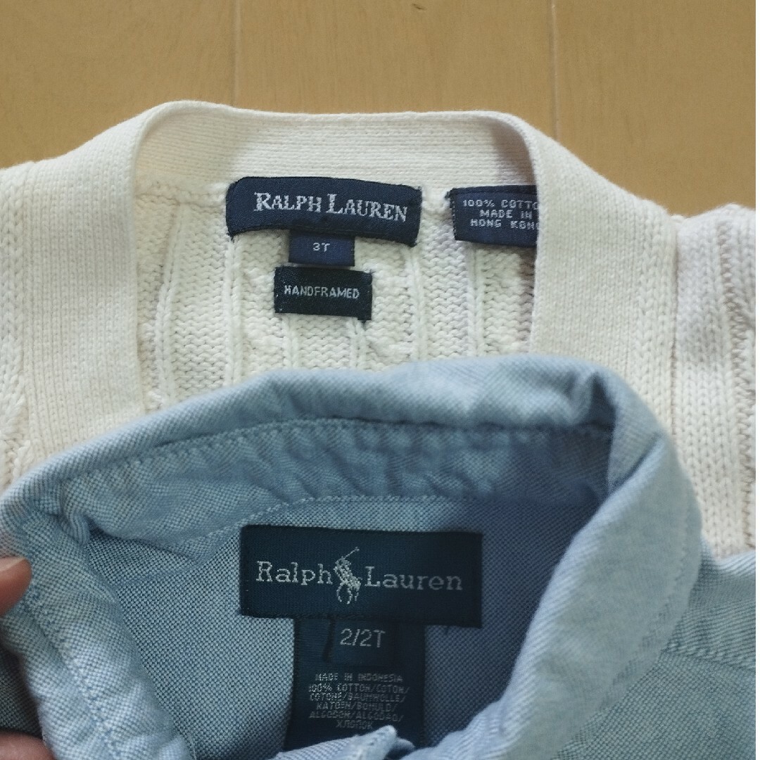 Ralph Lauren(ラルフローレン)のラルフローレン　カーディガン＆ボタンダウンシャツ　95・100 キッズ/ベビー/マタニティのキッズ服男の子用(90cm~)(カーディガン)の商品写真