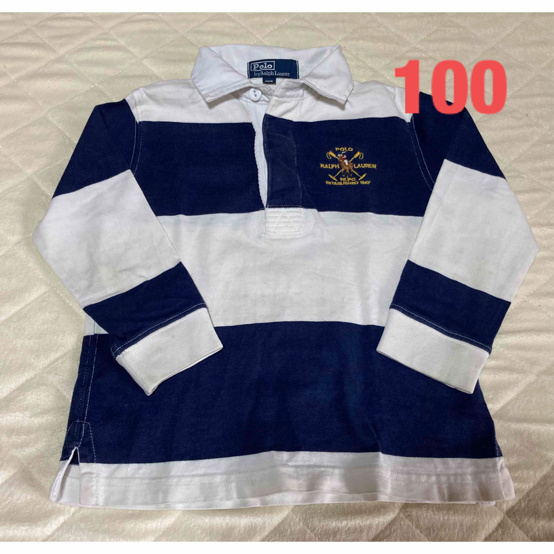 POLO RALPH LAUREN(ポロラルフローレン)の【100サイズ】ポロラルフローレン　ポロシャツ　長袖　ネイビー×ホワイト キッズ/ベビー/マタニティのキッズ服女の子用(90cm~)(Tシャツ/カットソー)の商品写真