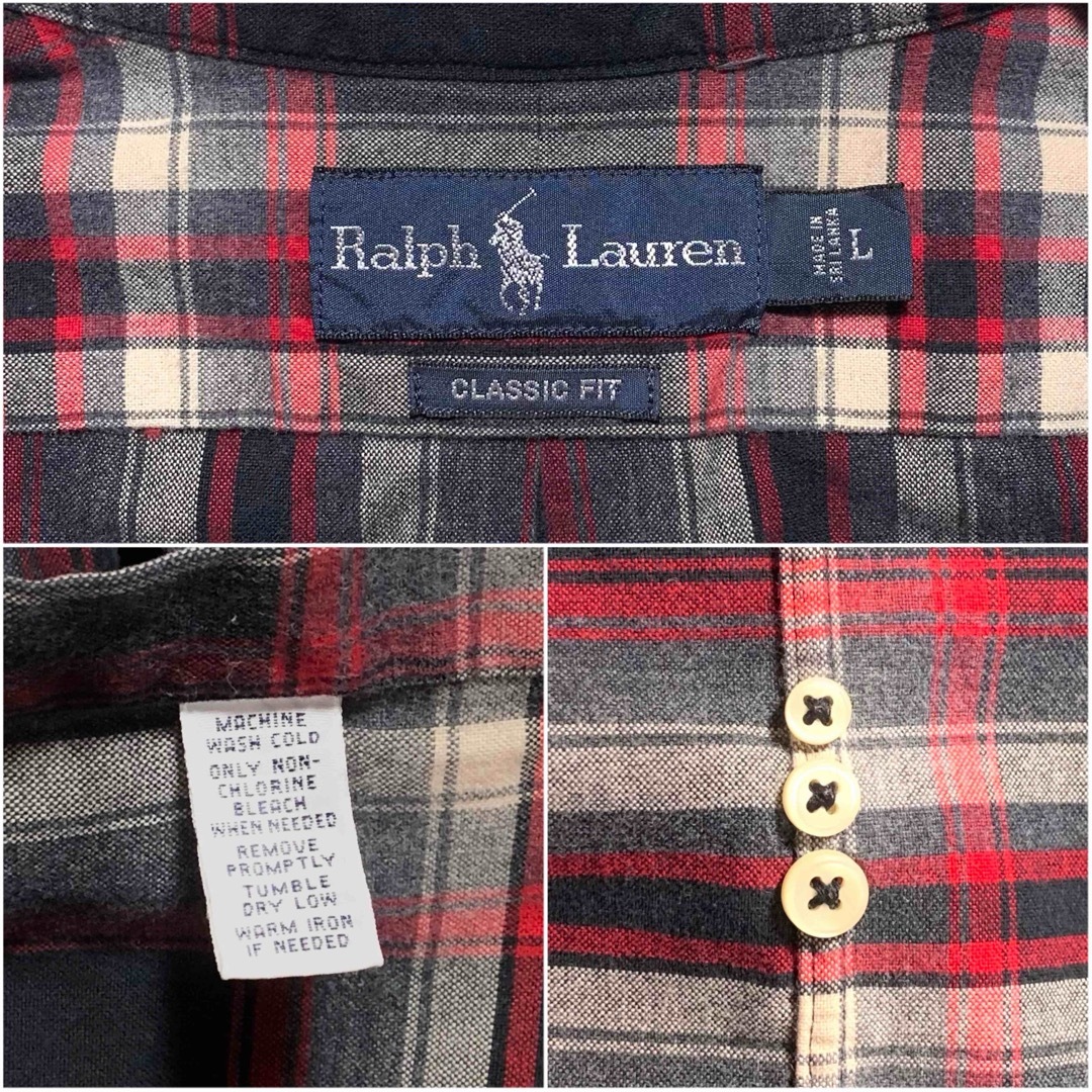 Ralph Lauren(ラルフローレン)の☆良品 ラルフローレン 刺繍ロゴ チェック柄 オーバーサイズ ボタンダウンシャツ メンズのトップス(シャツ)の商品写真