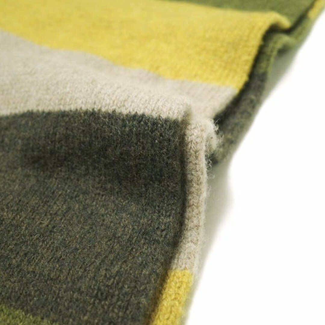 INIS MEAIN イニシュマン アイルランド製 MERINO CASHMERE BORDER SCARF ウールカシミヤボーダーマフラー OLIVE/YELLOW/BEIGE ニット【中古】【INIS MEAIN】 メンズのファッション小物(マフラー)の商品写真