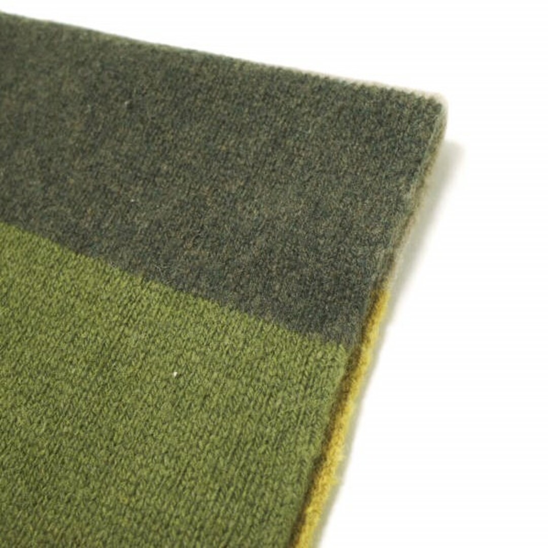 INIS MEAIN イニシュマン アイルランド製 MERINO CASHMERE BORDER SCARF ウールカシミヤボーダーマフラー OLIVE/YELLOW/BEIGE ニット【中古】【INIS MEAIN】 メンズのファッション小物(マフラー)の商品写真