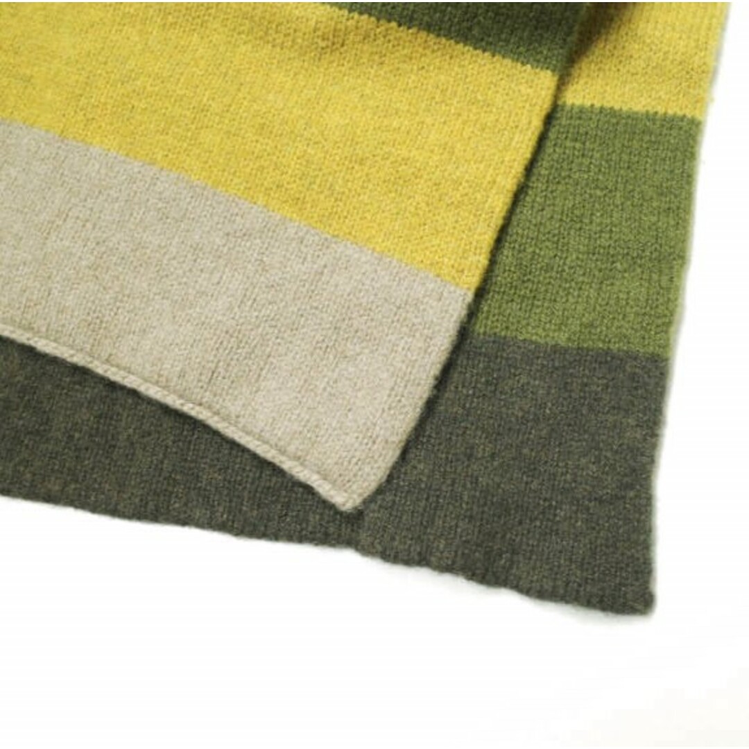 INIS MEAIN イニシュマン アイルランド製 MERINO CASHMERE BORDER SCARF ウールカシミヤボーダーマフラー OLIVE/YELLOW/BEIGE ニット【中古】【INIS MEAIN】 メンズのファッション小物(マフラー)の商品写真