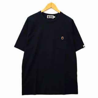 アベイシングエイプ(A BATHING APE)のアベイシングエイプ クルーネック サル刺繍 半袖 ポケット Tシャツ XL(Tシャツ/カットソー(半袖/袖なし))