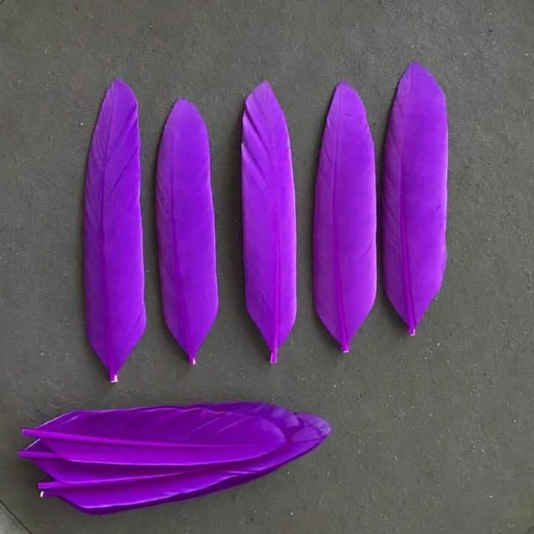 【G19 紫】5枚 ガチョウ 羽根 フェザー 鳥の羽根 羽 アクセサリー パーツ ハンドメイドの素材/材料(その他)の商品写真
