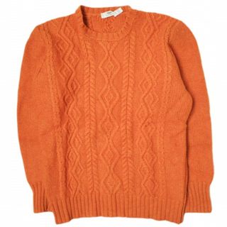 INIS MEAIN イニシュマン アイルランド製 Aran Crew Neck KNIT ウールカシミヤ アランクルーネックニット S オレンジ セーター フィッシャーマン ケーブル プルオーバー トップス【中古】【INIS MEAIN】(ニット/セーター)