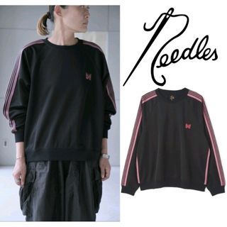 ニードルス(Needles)のNEEDLES トラッククルーネックシャツ XS ニードルス 黒ブラック ピンク(トレーナー/スウェット)