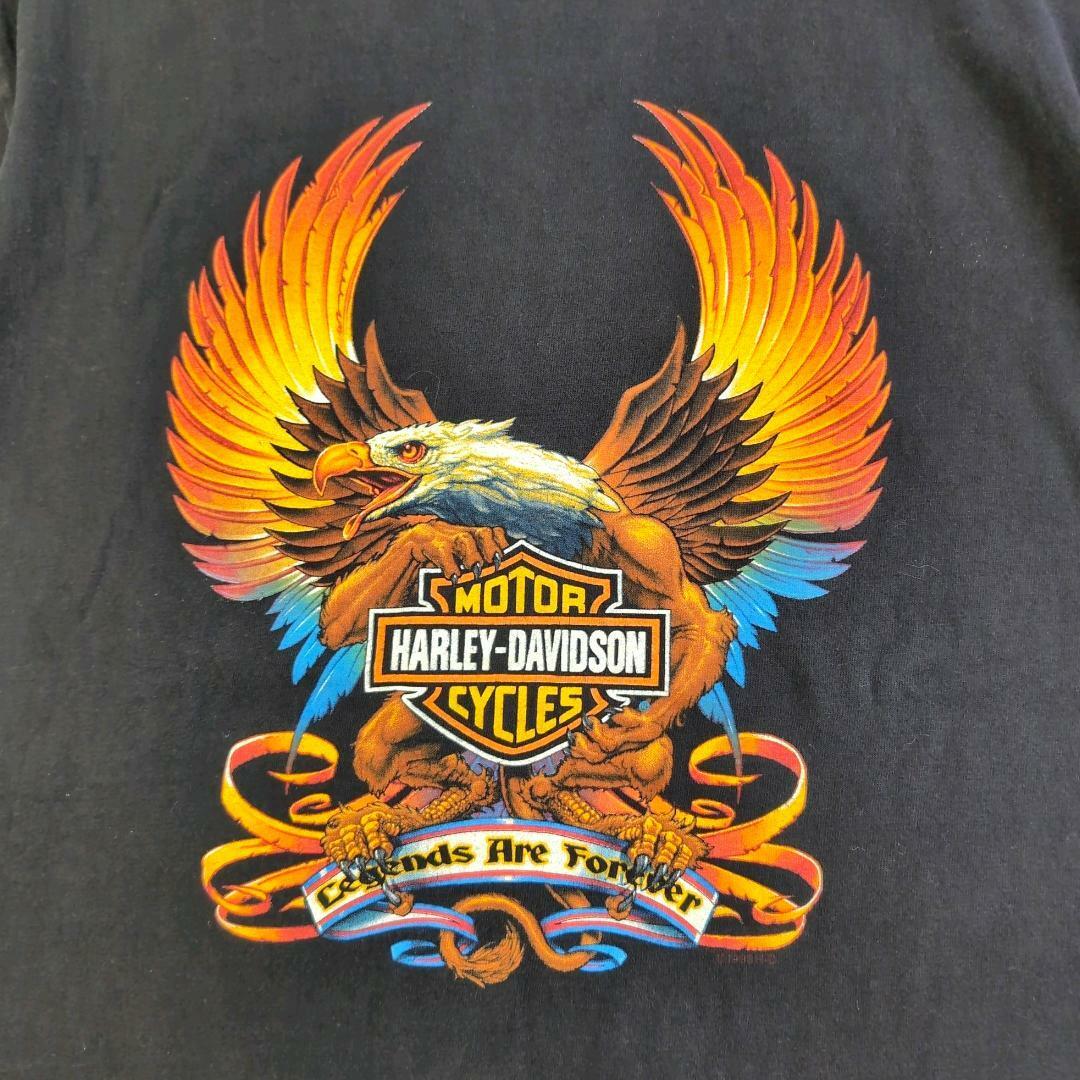 Harley Davidson(ハーレーダビッドソン)のUSA製 90s ハーレーダビッドソンTシャツ イーグル ブラック M 173 メンズのトップス(Tシャツ/カットソー(半袖/袖なし))の商品写真