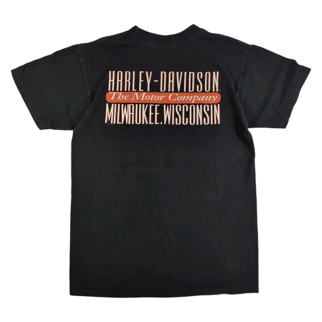 Harley Davidson(ハーレーダビッドソン)のUSA製 90s ハーレーダビッドソンTシャツ イーグル ブラック M 173 メンズのトップス(Tシャツ/カットソー(半袖/袖なし))の商品写真