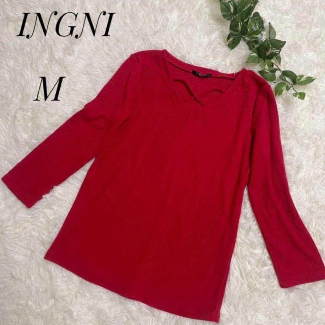 INGNI(イング)のINGNI  イング　レディース　トップス　長袖　カットソー　赤　M レディースのトップス(カットソー(長袖/七分))の商品写真