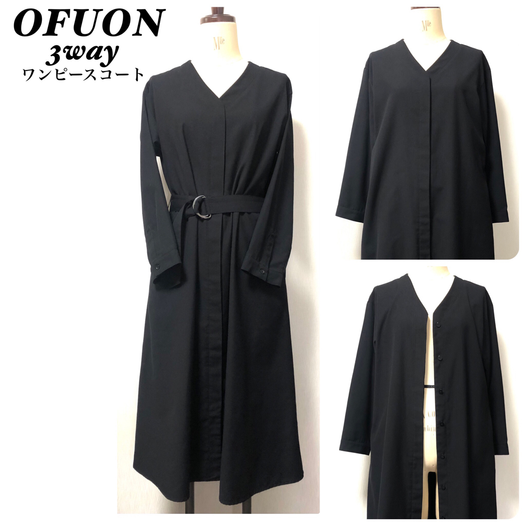 OFUON(オフオン)のオフオン/3way/ウエストベルト付き/比翼/ビジネス/セレモニー/ワンピコート レディースのワンピース(ロングワンピース/マキシワンピース)の商品写真