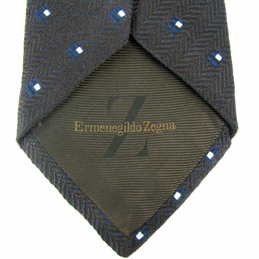 Ermenegildo Zegna(エルメネジルドゼニア)のエルメネジルドゼニア ブランドネクタイ スクエアドット柄 ヘリンボーン シルク メンズ ブラウン×ネイビー Ermenegildo Zegna メンズのファッション小物(ネクタイ)の商品写真