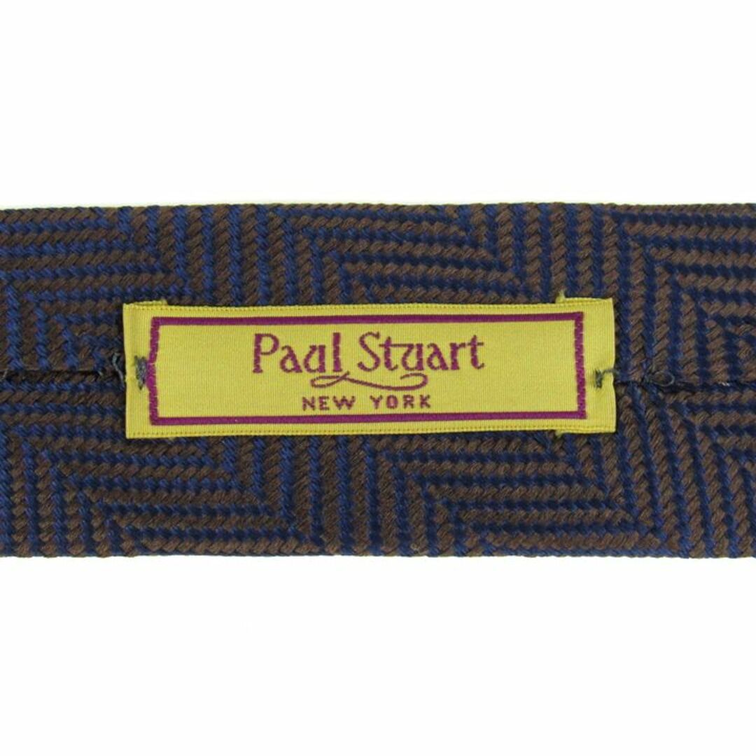 Paul Stuart(ポールスチュアート)のポールスチュアート ブランドネクタイ ストライプ柄 ヘリンボーン シルク フランス製 メンズ ネイビー PAUL STUART メンズのファッション小物(ネクタイ)の商品写真