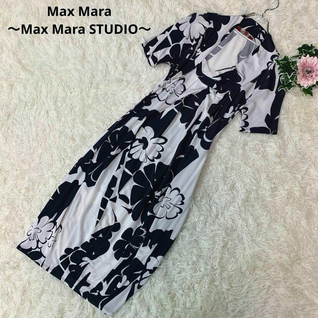 Max Mara(マックスマーラ)の884.マックマーラ ステュディオ：M相当 ワンピース ストレッチ バイカラー レディースのワンピース(ロングワンピース/マキシワンピース)の商品写真