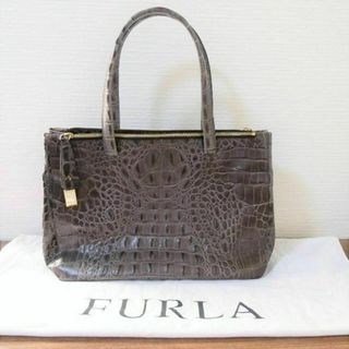 フルラ(Furla)の美品 フルラ レザー クロコダイル型押し セミショルダー トートバッグ(ハンドバッグ)