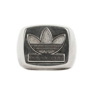 BALENCIAGA バレンシアガ サイズ:60 23SS adidas Ag925 リフォイル シグネット シルバー リング Refoil Signet Ring 指輪 ジュエリー アディダス コラボ アクセサリー【メンズ】【中古】