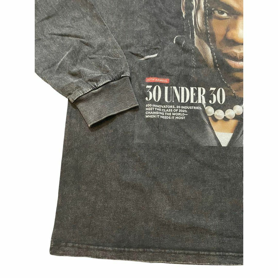 TRAVIS　トラヴィススコット　Forbes　ラップTシャツ　ブラック　XXL メンズのトップス(Tシャツ/カットソー(七分/長袖))の商品写真