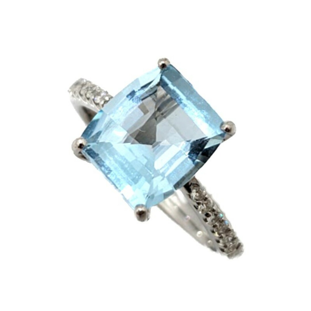 K18　ブルートパーズ×ダイヤモンド リング レディースのアクセサリー(リング(指輪))の商品写真