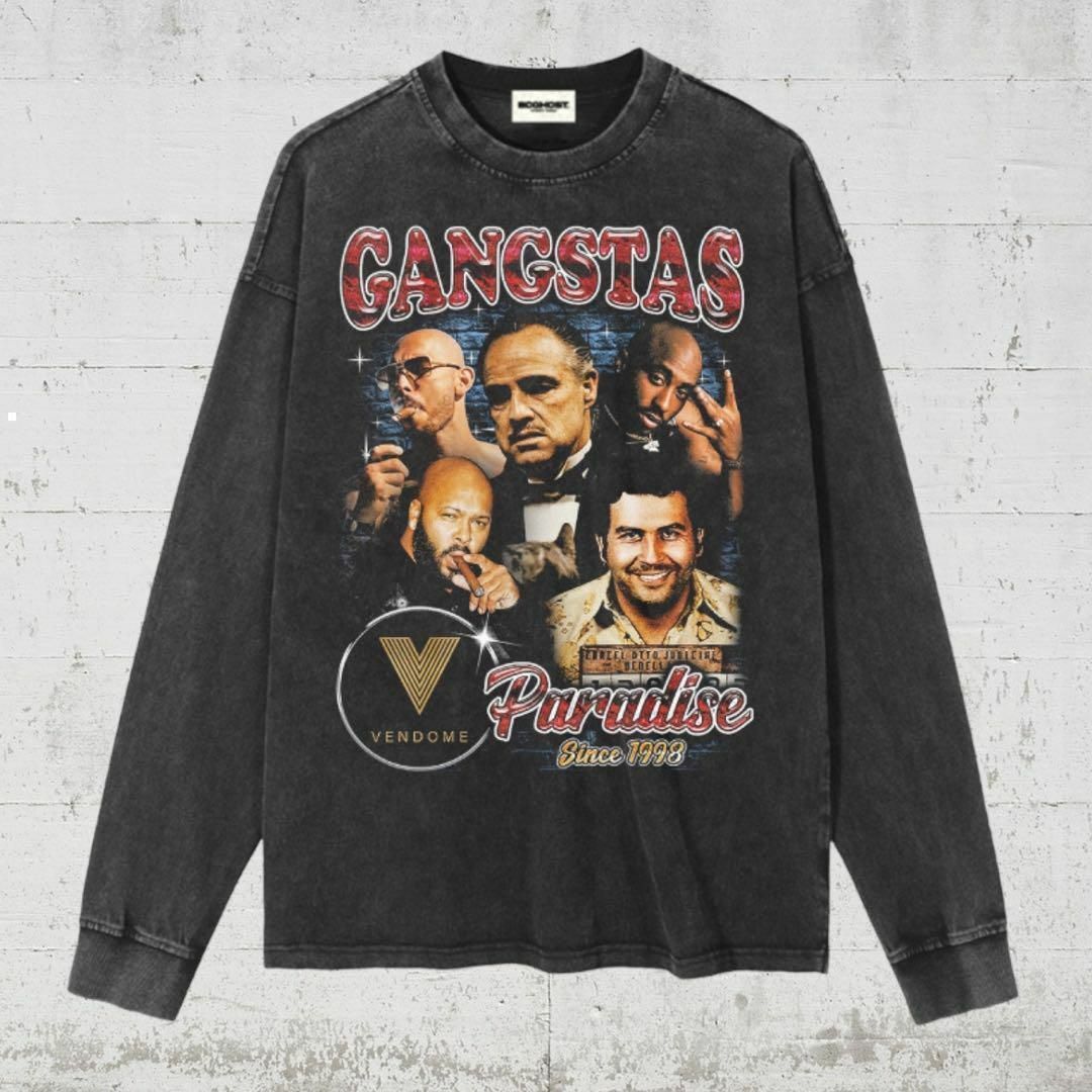 GANGSTAS　ゴッドファーザー　2PAC　Tシャツ　ロンT　ブラック　XXL メンズのトップス(Tシャツ/カットソー(七分/長袖))の商品写真