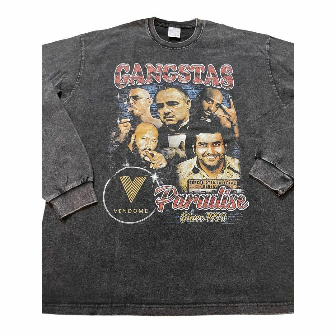 GANGSTAS　ゴッドファーザー　2PAC　Tシャツ　ロンT　ブラック　XXL メンズのトップス(Tシャツ/カットソー(七分/長袖))の商品写真