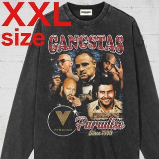 GANGSTAS　ゴッドファーザー　2PAC　Tシャツ　ロンT　ブラック　XXL(Tシャツ/カットソー(七分/長袖))