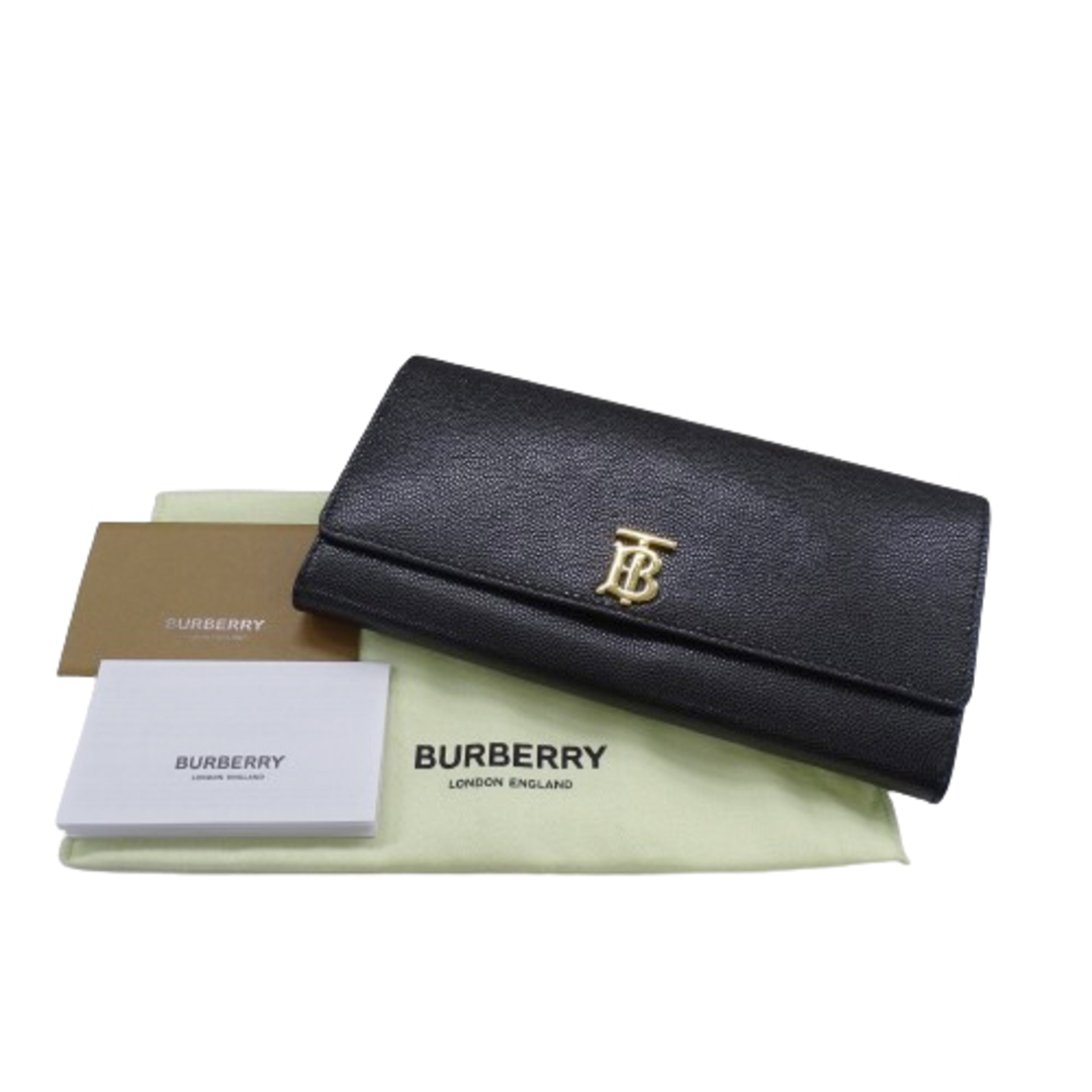 BURBERRY(バーバリー)のバーバリー BURBERRY 財布 レディース メンズ ブランド 長財布 レザー ハルトン ブラック ゴールド金具 TBロゴ【中古】 レディースのファッション小物(財布)の商品写真