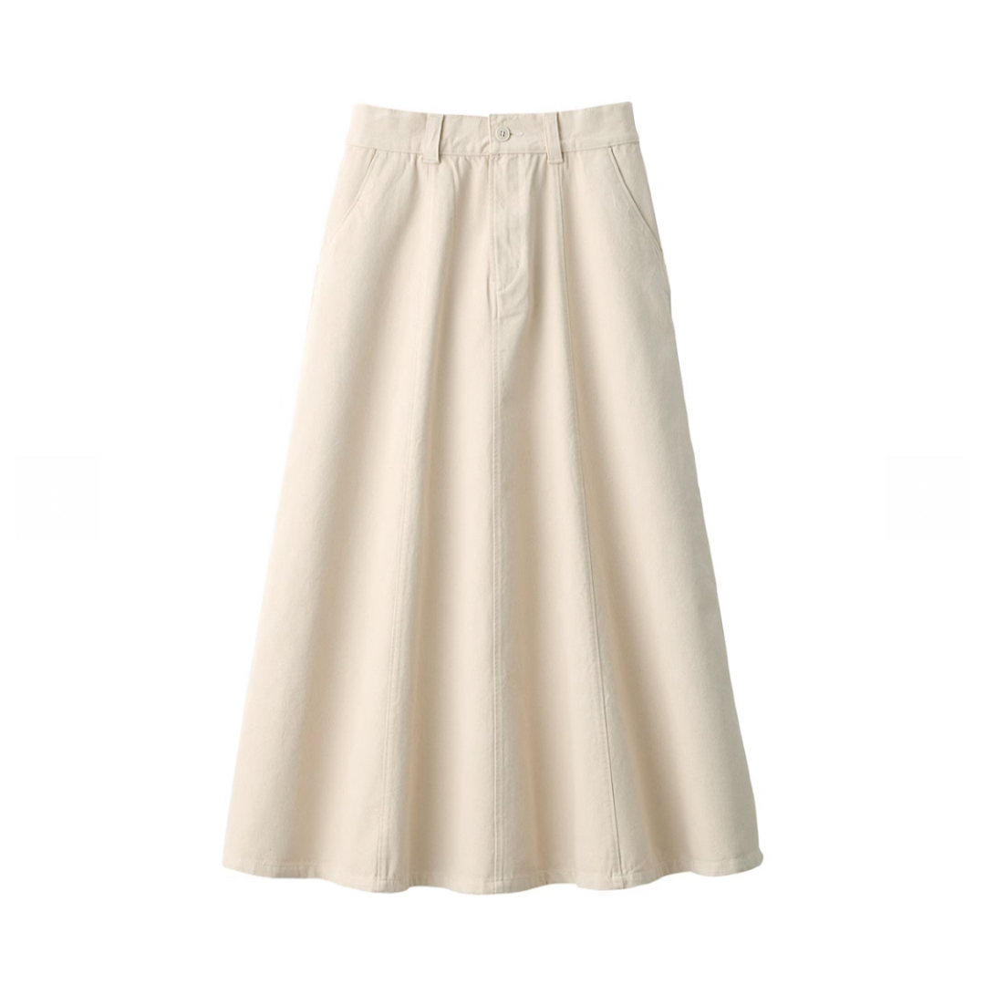 MUJI (無印良品)(ムジルシリョウヒン)の無印良品 木の実から作ったカポック混フレアスカート婦人Ｓ・生成 レディースのスカート(ロングスカート)の商品写真