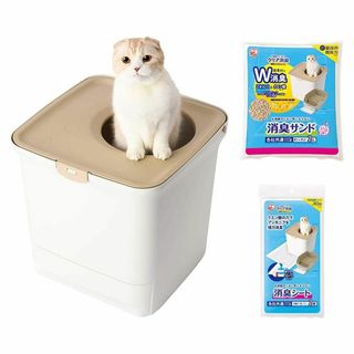 アイリスオーヤマ 猫 トイレ 猫トイレ本体 クリア消臭 猫用システムトイレ スタ(猫)