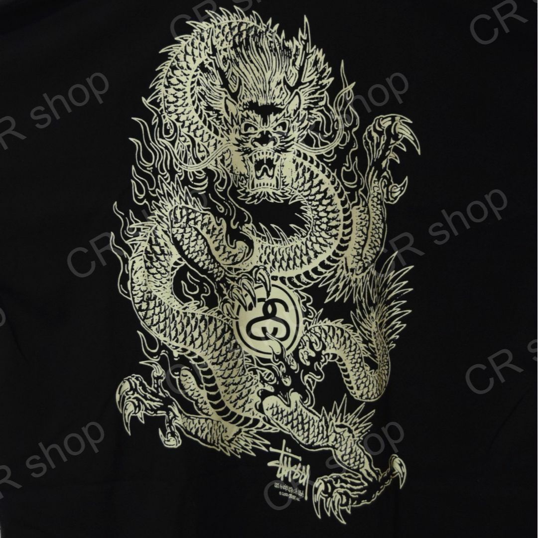 【ステューシー】即完モデル　正規・新品タグ　ドラゴン　ブラック　L　Tシャツ