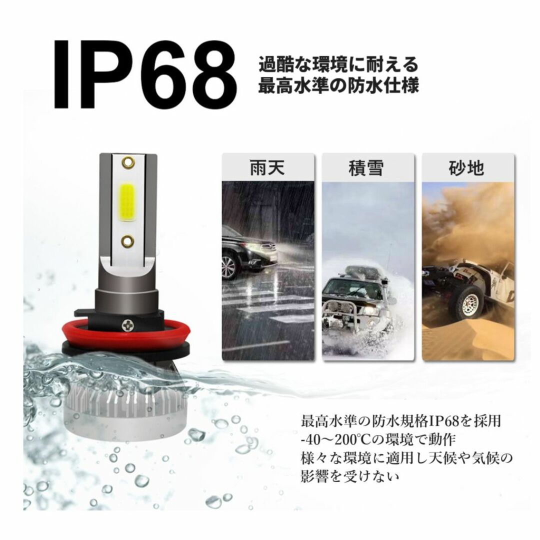 LEDファグランプ H8/H11 車用 バルブ 爆光 COB搭載 2個セット 自動車/バイクの自動車(汎用パーツ)の商品写真