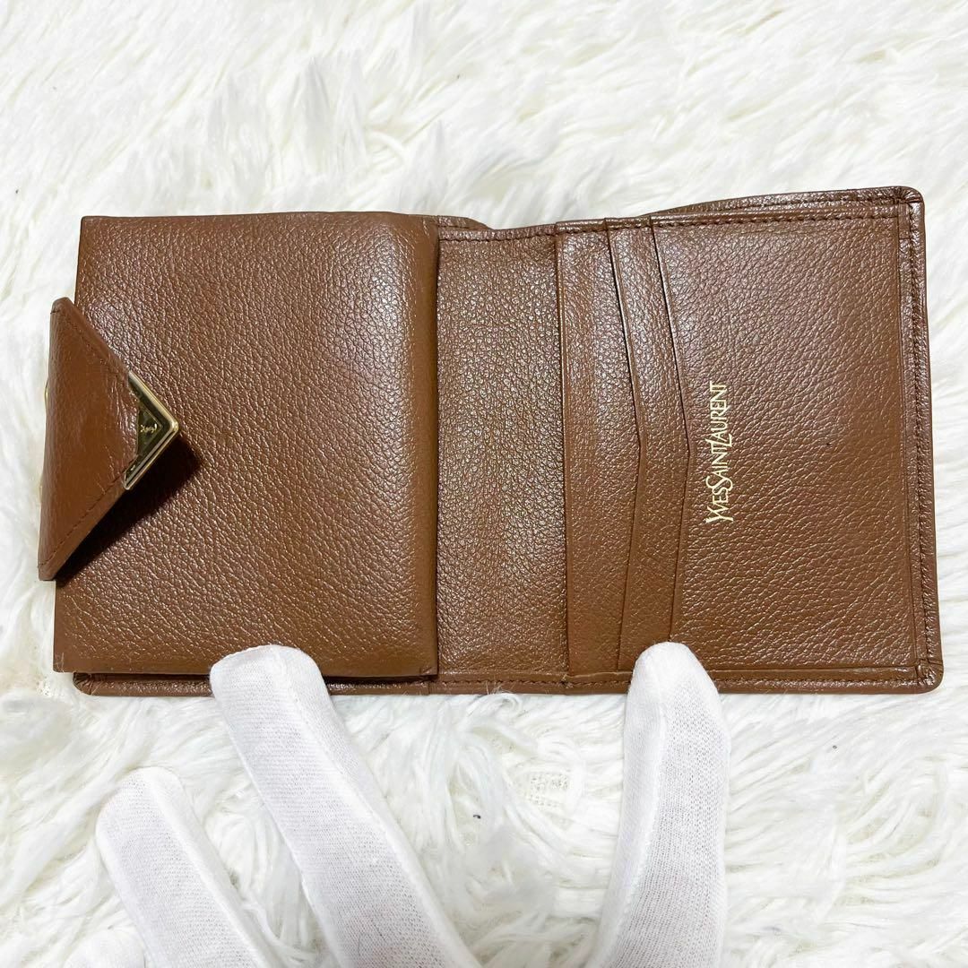 Saint Laurent(サンローラン)の【✨美品✨】イヴサンローラン　二つ折り財布　がま口　ブラウン レディースのファッション小物(財布)の商品写真