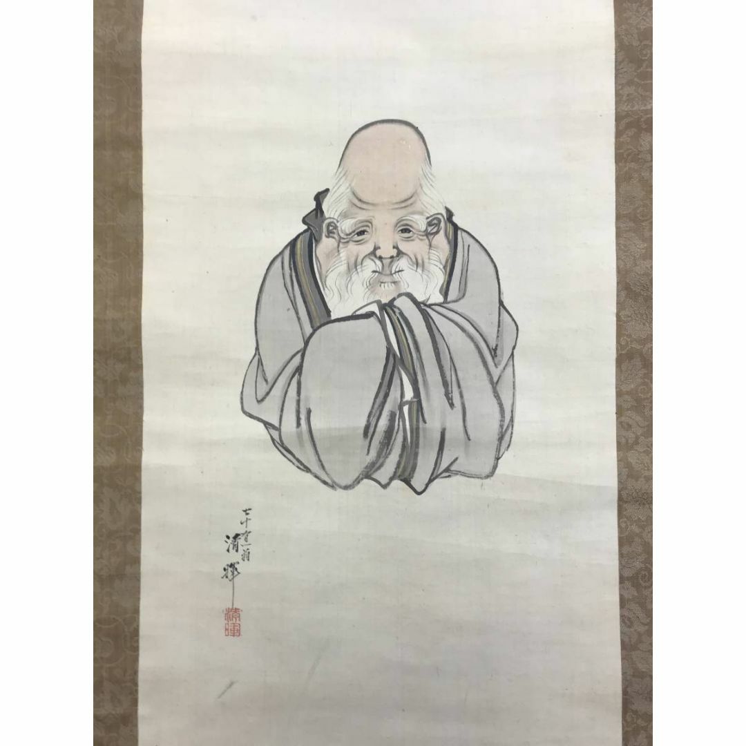 真作/横山清暉/寿老人図/七福神のうちの一人/人物図/掛軸☆宝船 真作/横山清暉/寿老人図/七福神のうちの一人/人物図/掛軸☆宝船