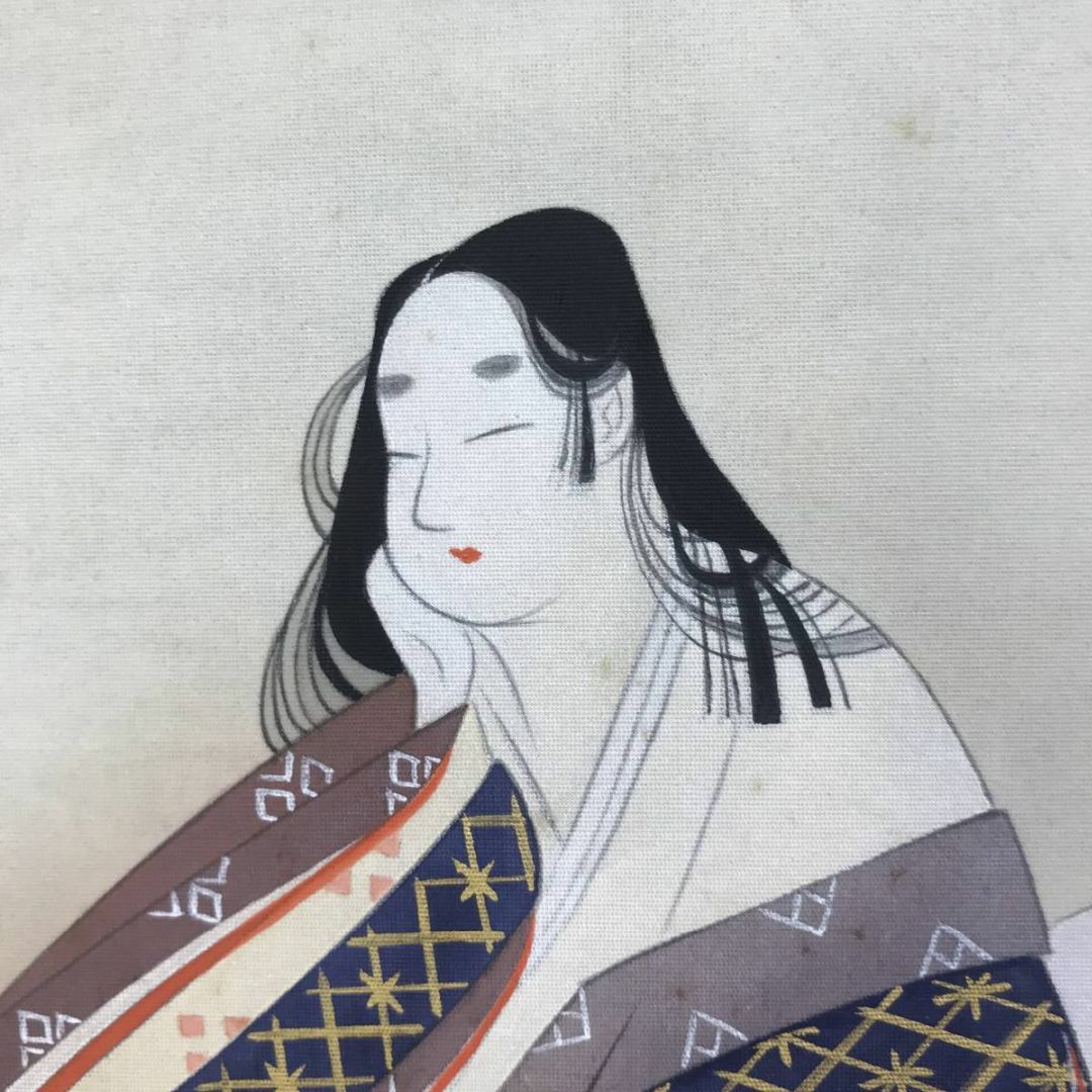 真作/吉原雅風/小野小町/若菜摘み之図/美人画/横物/掛軸☆宝船 真作/吉原雅風/小野小町/若菜摘み之図/美人画/横物/掛軸☆宝船
