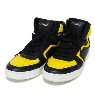 celine - CELINE セリーヌ トレーナー CT-01 ハイトップ 42 ハイカット イエロー ブラック 28cm ロゴ スニーカー 34281