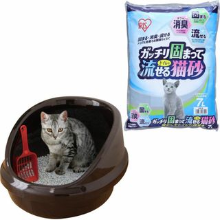 アイリスオーヤマ 猫トイレ 猫 トイレ ハーフカバー (スコップ付き) 黒 P-(猫)