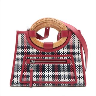 フェンディ(FENDI)の美品 フェンディ ラナウェイ ショッパー レザー 2WAY ショルダーバッグ 斜め掛け 8BH353 チェック ハンド トート レディース EEM T25-8(ショルダーバッグ)