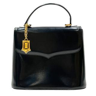 サンローラン(Saint Laurent)のYVES SAINT LAURENT ハンドバッグ トップハンドル 台形型 YSL ロゴ チャーム付き ヴィンテージ レザー(ハンドバッグ)