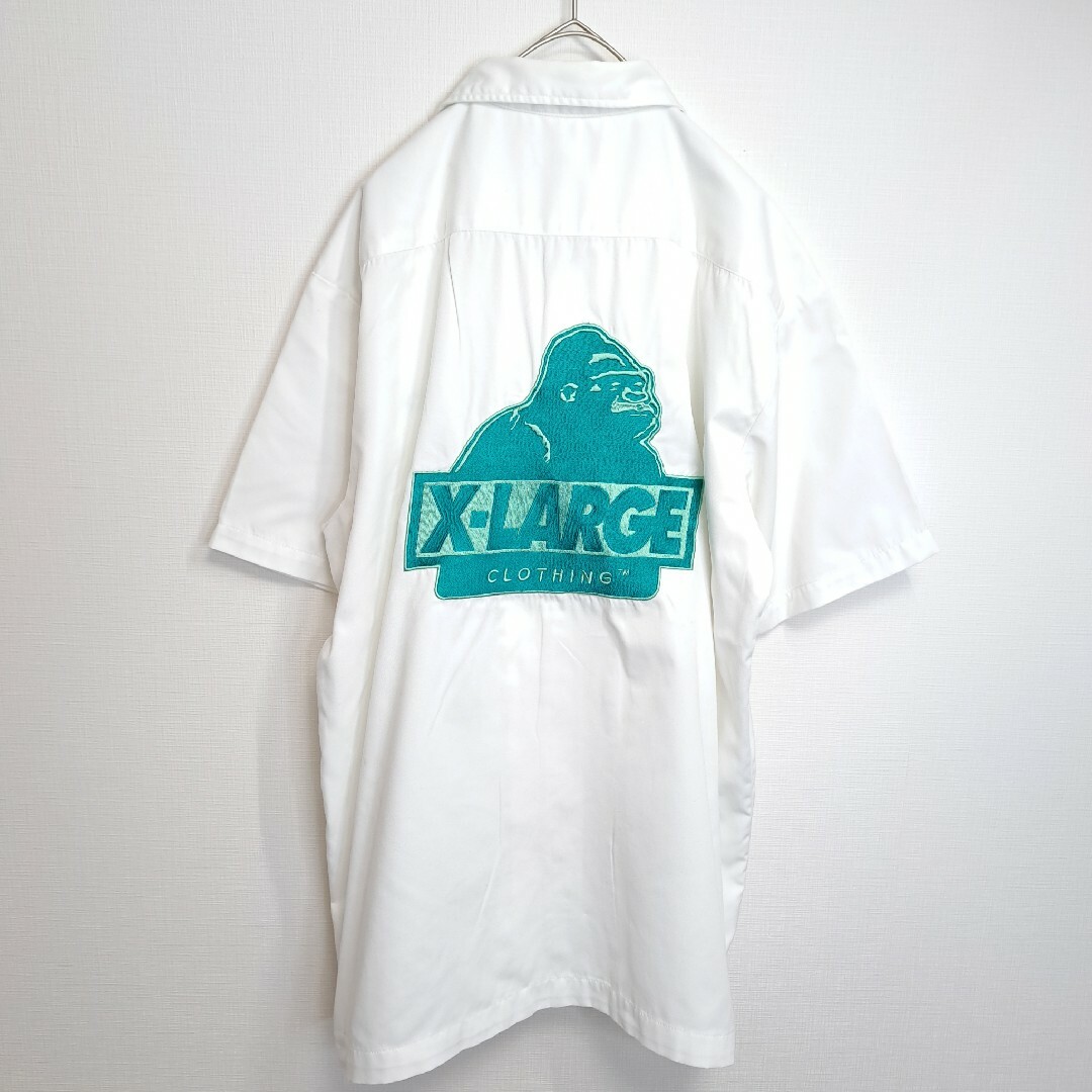 XLARGE(エクストララージ)の【美色】X-LARGE 開襟シャツ 刺繍 ビッグロゴ ティファニーブルー 白 L メンズのトップス(シャツ)の商品写真