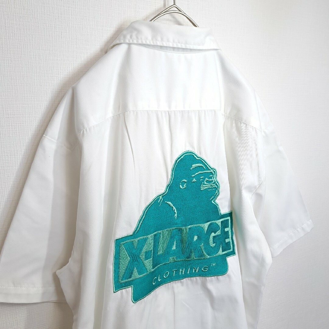 XLARGE(エクストララージ)の【美色】X-LARGE 開襟シャツ 刺繍 ビッグロゴ ティファニーブルー 白 L メンズのトップス(シャツ)の商品写真